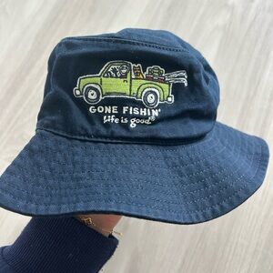 Life is Good Navy Hat with Embroidered Truck
